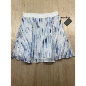 DKNY Women's Pull-On Printed Chiffon Skirt (White/Flint Multi) M Mini Flowy